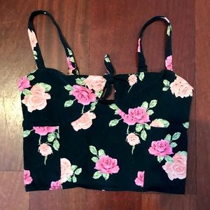 Forever 21 Floral Tie Crop Top